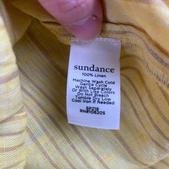 Sundance Yellow 100% Linen Pleated Front Warm Breeze Tunic Top Size XL - Picture 4 of 7